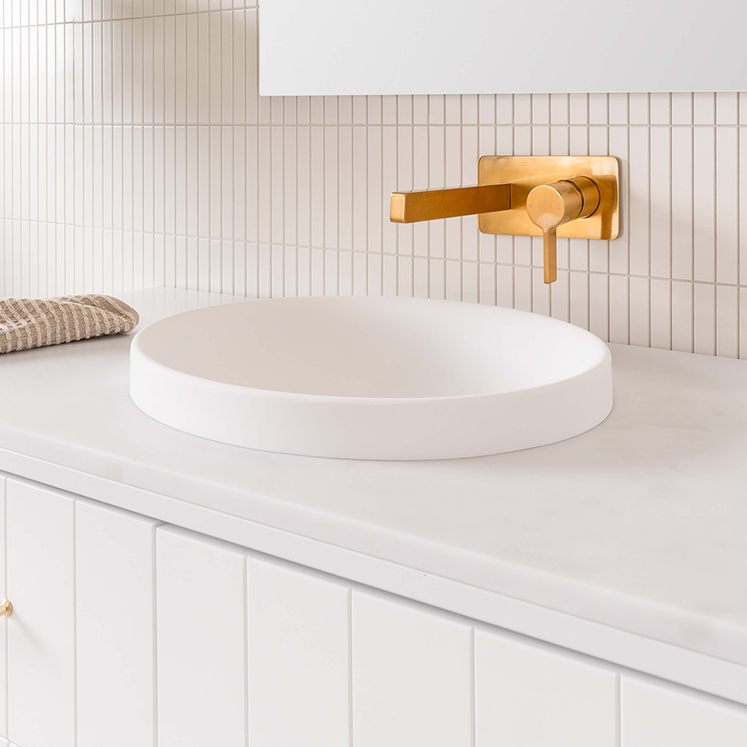 ADP Dignity Semi Inset Bathroom Basin - Gloss White Porcelain Sink for Modern Vanity | Perfect for Home, Hotel & Commercial Use