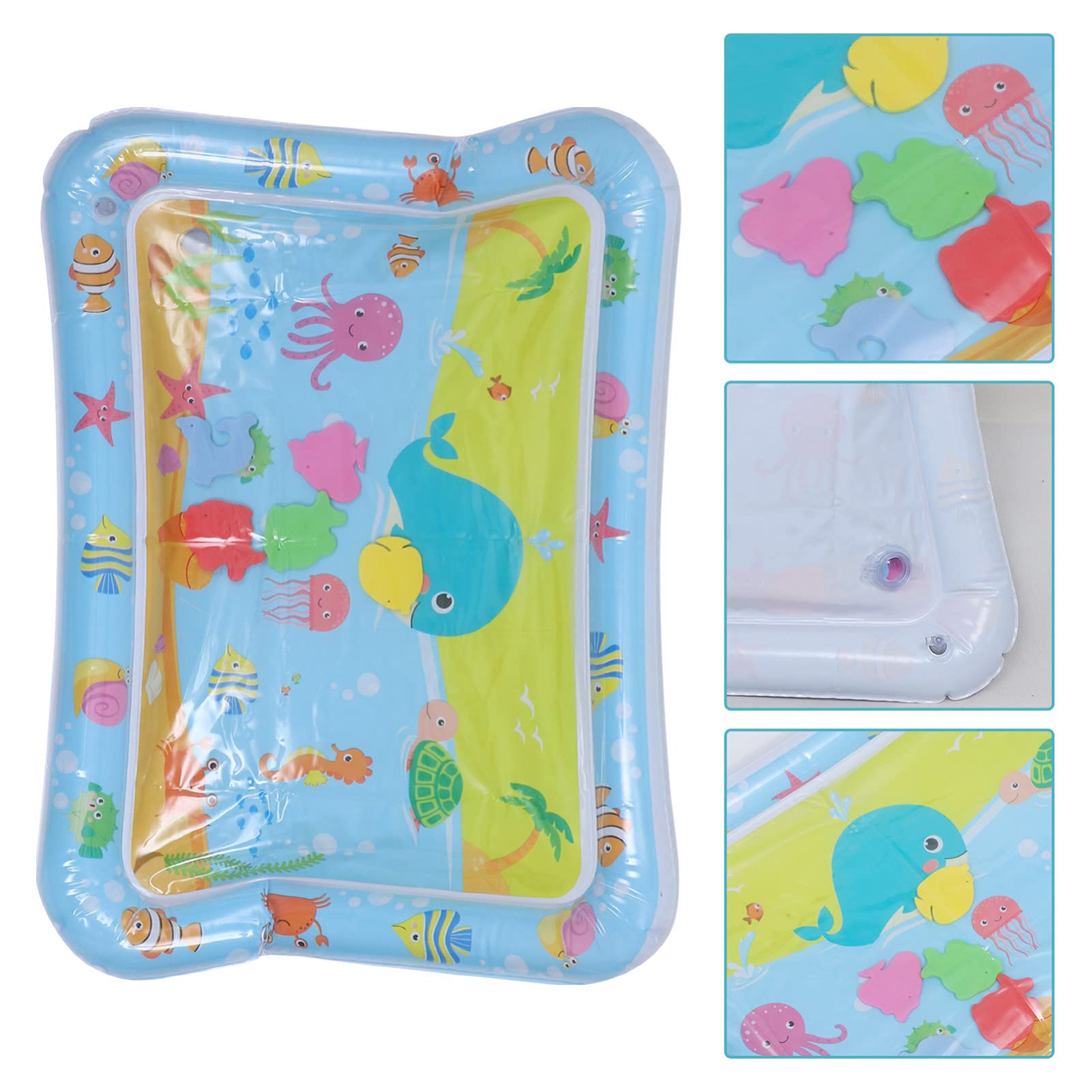 BIUDECO 1pc Water Cushion Tummy Time Water Mat - Baby Play Mat for Infants & Toddlers, Ocean Themed Sensory Activity Mat, Safe Non-Toxic Plastic for Floor Play, Learning & Development (Blue) - Perfect for Tummy Time, Sensory Play & Early Childhood Development