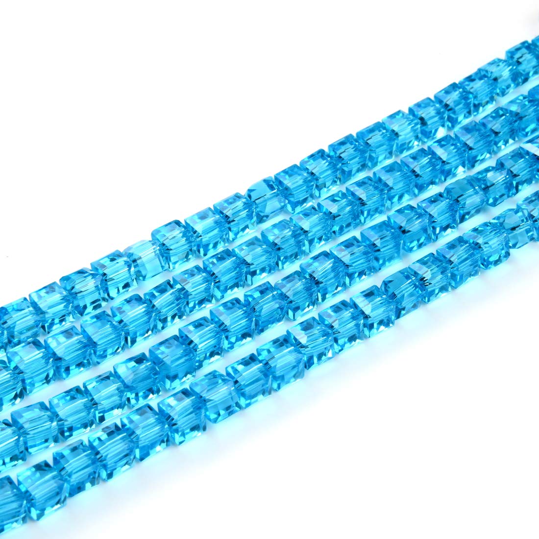 Czech Glass Beads 8mm (0.31 Inch) Aqua Blue Faceted Cube Spacer Beads - 190-196pcs Bulk for DIY Jewelry Making, Bracelets, Necklaces & Craft Projects - Premium Quality Loose Beads for Jewelry Designers & Crafters