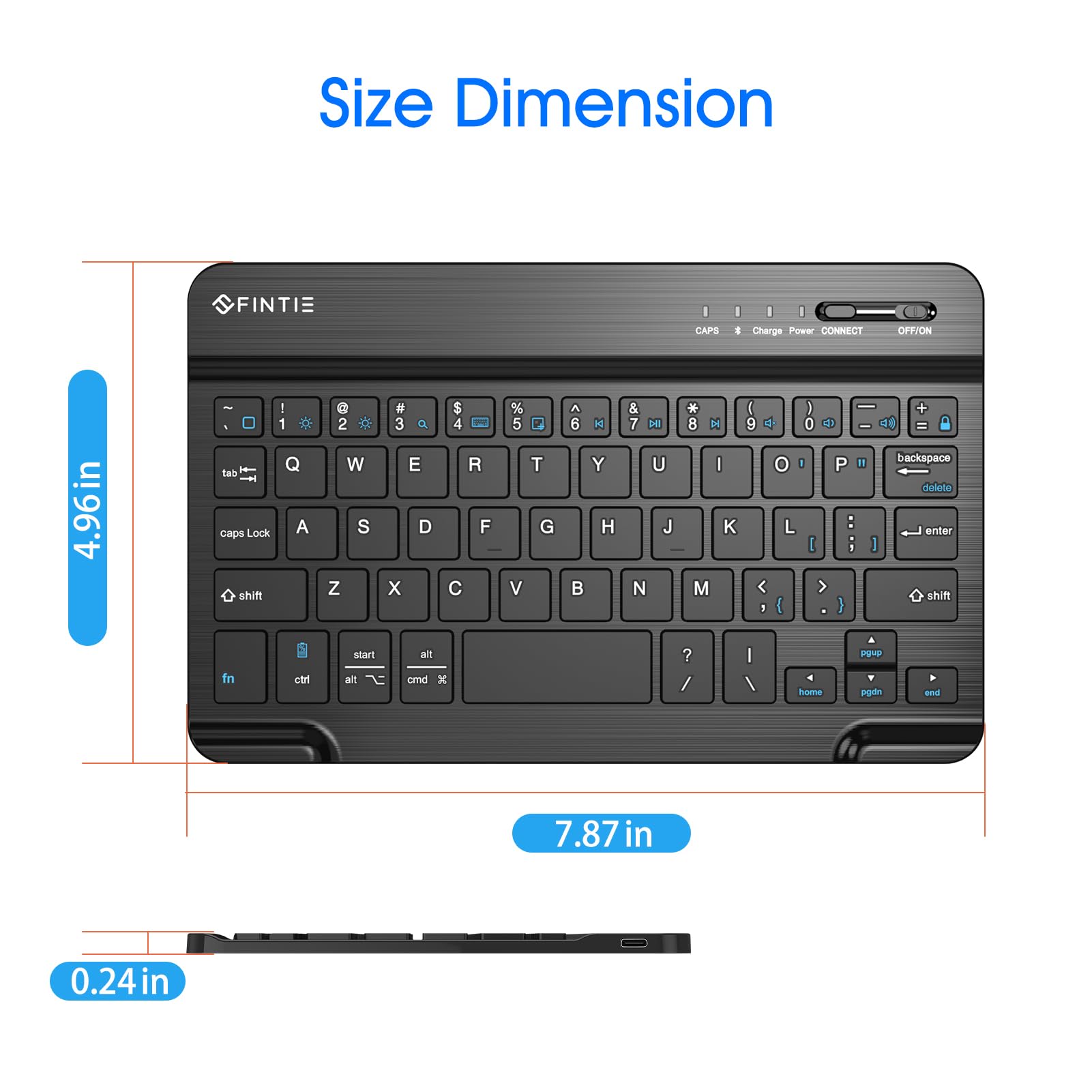 Fintie 8-Inch Ultrathin Wireless Bluetooth Keyboard - Compatible with iPad, Samsung Tablet, iPhone, Android Devices - Perfect for Work, Study & Travel (Black)