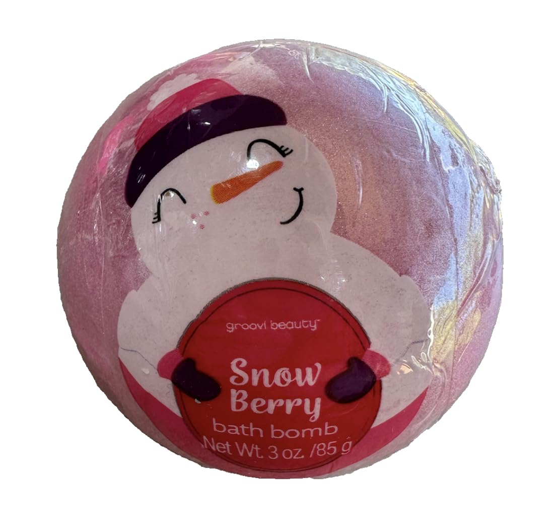 Groovy 4-Piece Bath & Body Self Care Gift Set - Snow Berry Scented Bubble Bath, Exfoliating Body Scrub, Moisturizing Lip Balm Duo & Relaxing Bath Bomb | Spa Day at Home, Pampering Gift for Her, Birthday & Anniversary Present