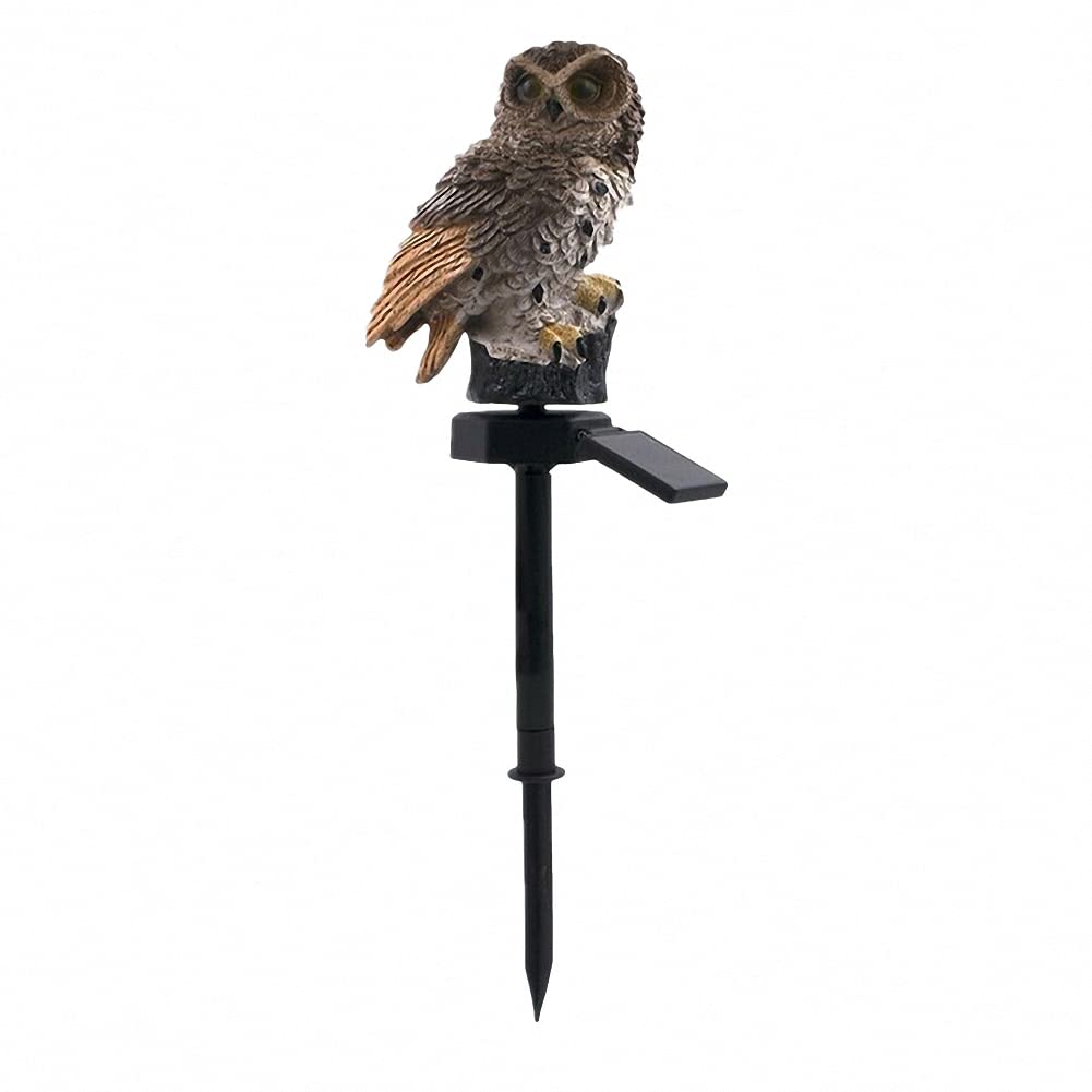 Solar Powered LED Owl Garden Lights - Waterproof Outdoor Lawn Decor, Unique Brown Animal Pixie Lantern for Patio, Yard & Pathway Lighting