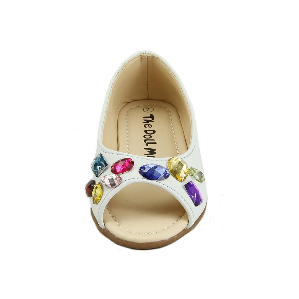 The Doll Maker Peep Toe Rhinestone Flat Sandals - Elegant Women's Dress Shoes for Parties, Weddings & Special Occasions