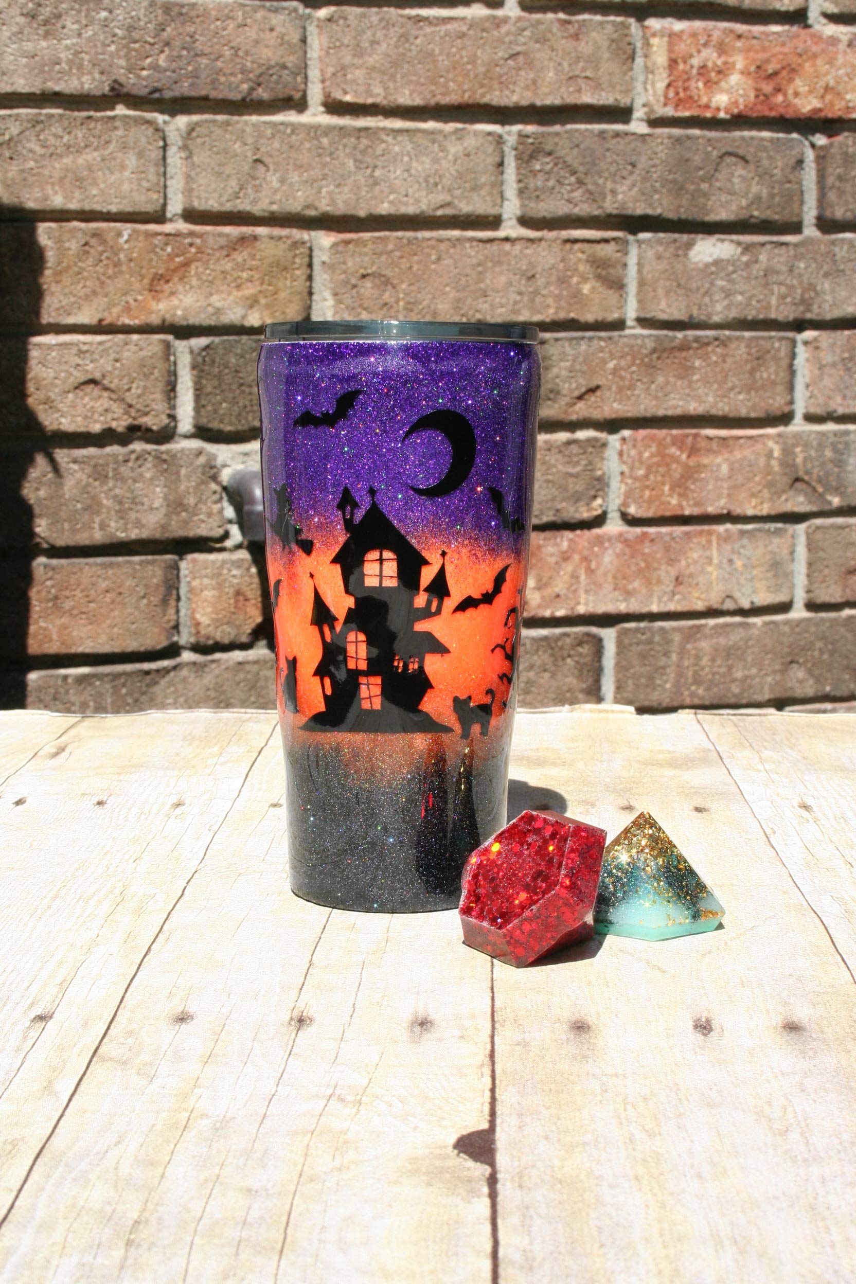 Arkansas Made Halloween Themed Glittered Double Walled Stainless Steel Tumbler - 22oz Insulated Cup for Pumpkin Spice Lattes, Fall Parties & Trick-or-Treating