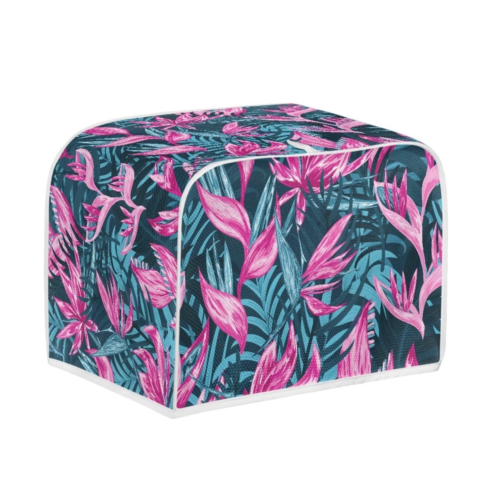 2 Slice Wide Slot Tropical Floral Toaster Cover - Kitchen Appliance Protector for Toaster Oven & Bread Machine - Perfect for Home, Cafe, and Dorm Use