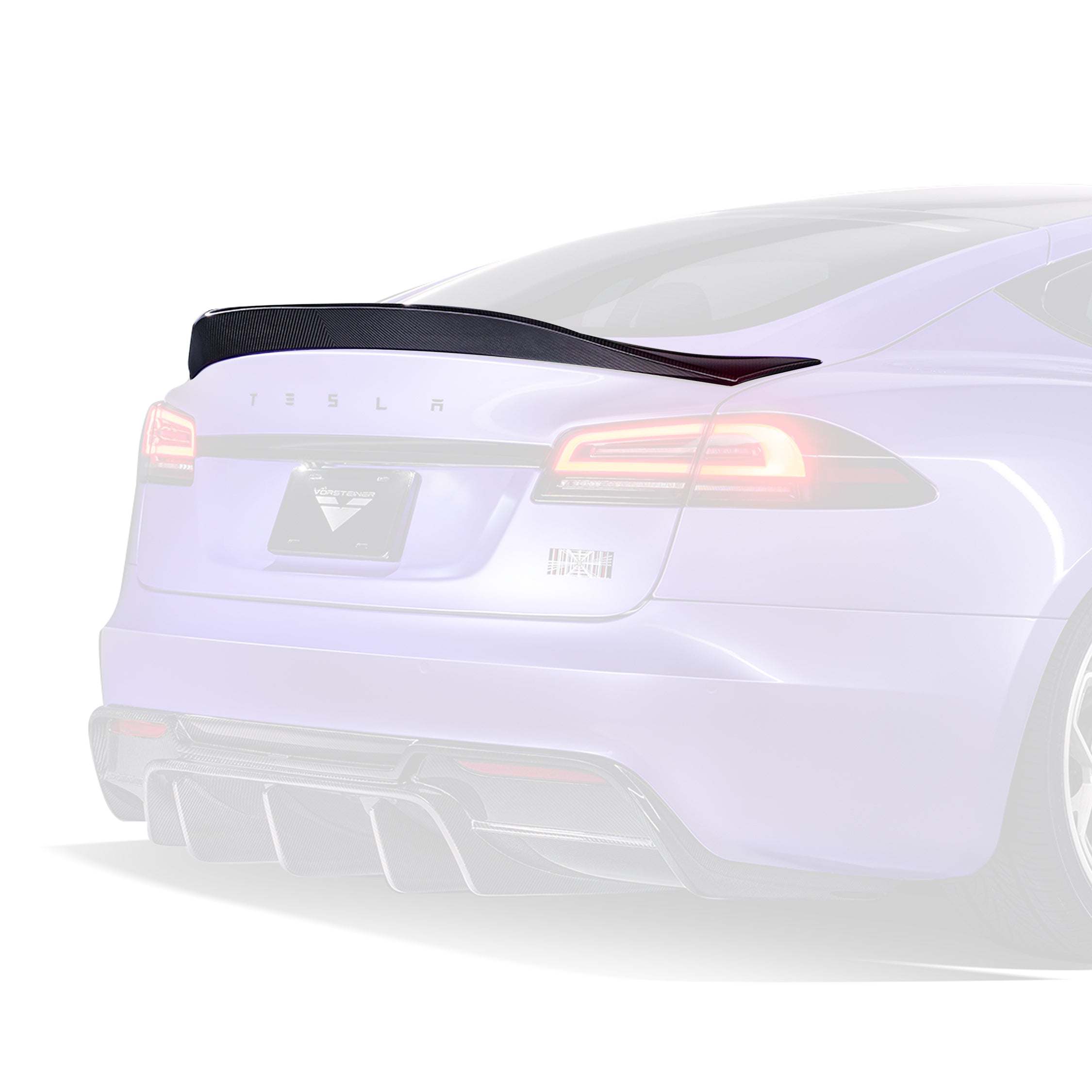 VRS Tesla Model S Plaid Carbon Fiber Aero Decklid Spoiler - 2x2 Glossy Finish (Fits 2021-2022 Models) | Enhance Performance & Style for Racing & Daily Driving