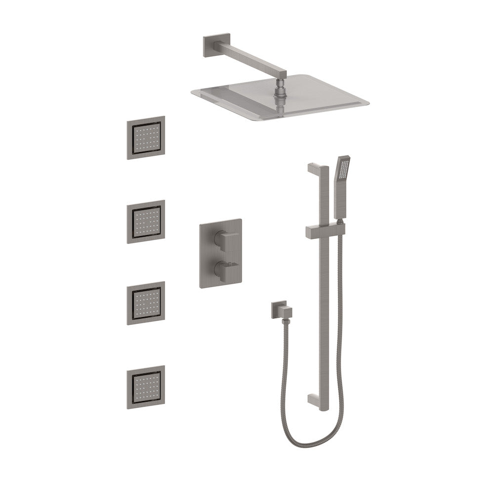 ZLINE Crystal Bay Thermostatic Shower System with 6 Body Jets - Brushed Nickel Finish (CBY SHS T3 BN) for Luxury Bathroom & Spa Experience