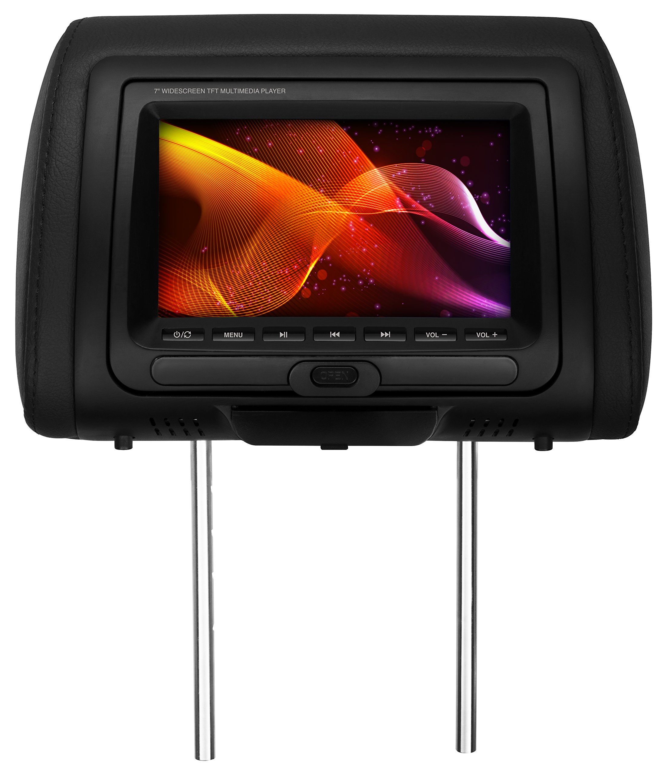 Planet Audio Headrest Car Monitor with DVD CD MP3 WMA USB SD Player | Interchangeable Pillow Covers & Wireless Remote Control | Perfect for Road Trips, Kids Entertainment & Long Car Rides