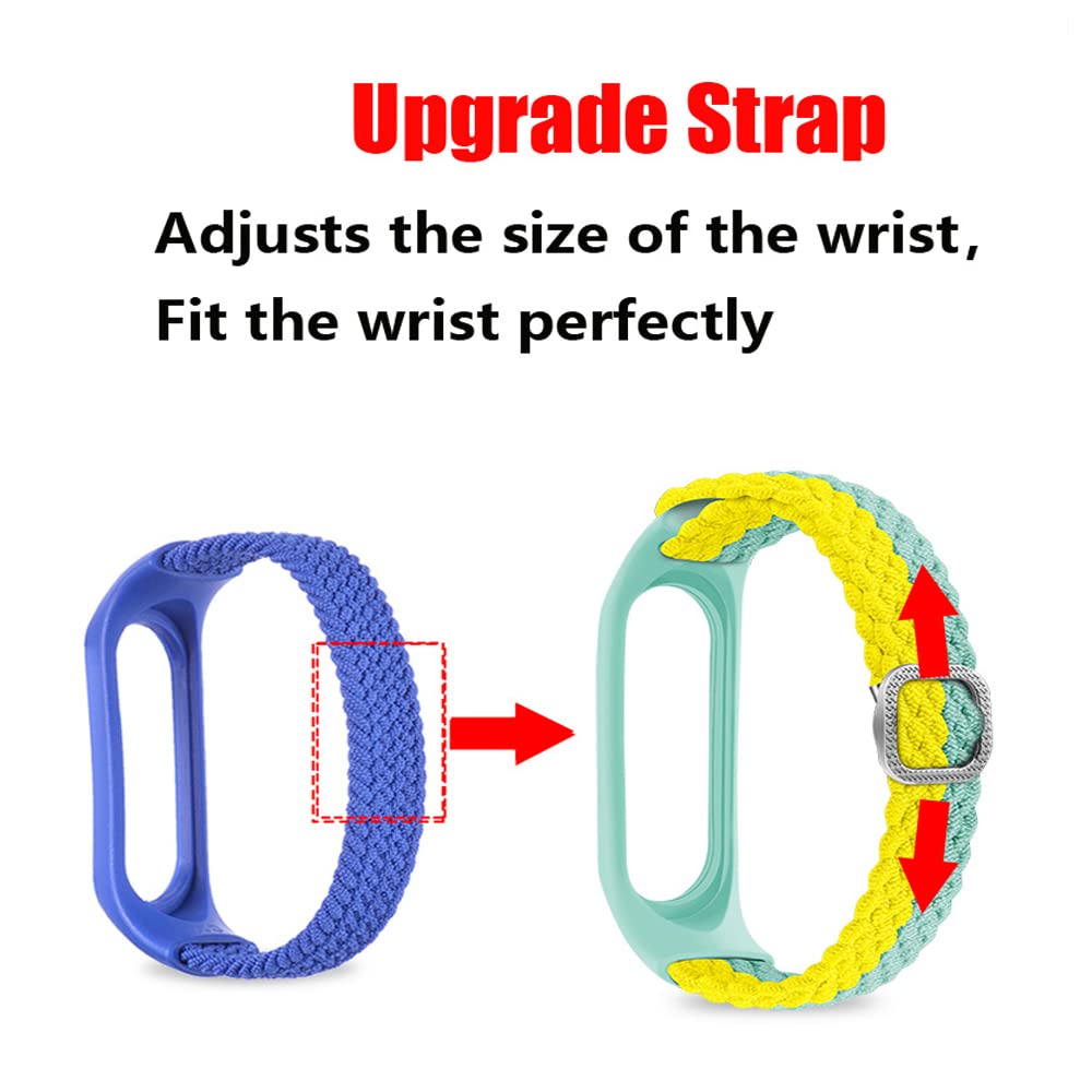 EIHAIHIS Braided Nylon Wristband for Xiaomi Mi Band 7/6/5/4/3 - Adjustable Elastic Solo Loop Strap Replacement - Sport & Fitness Smartwatch Accessories for Running, Swimming & Daily Wear