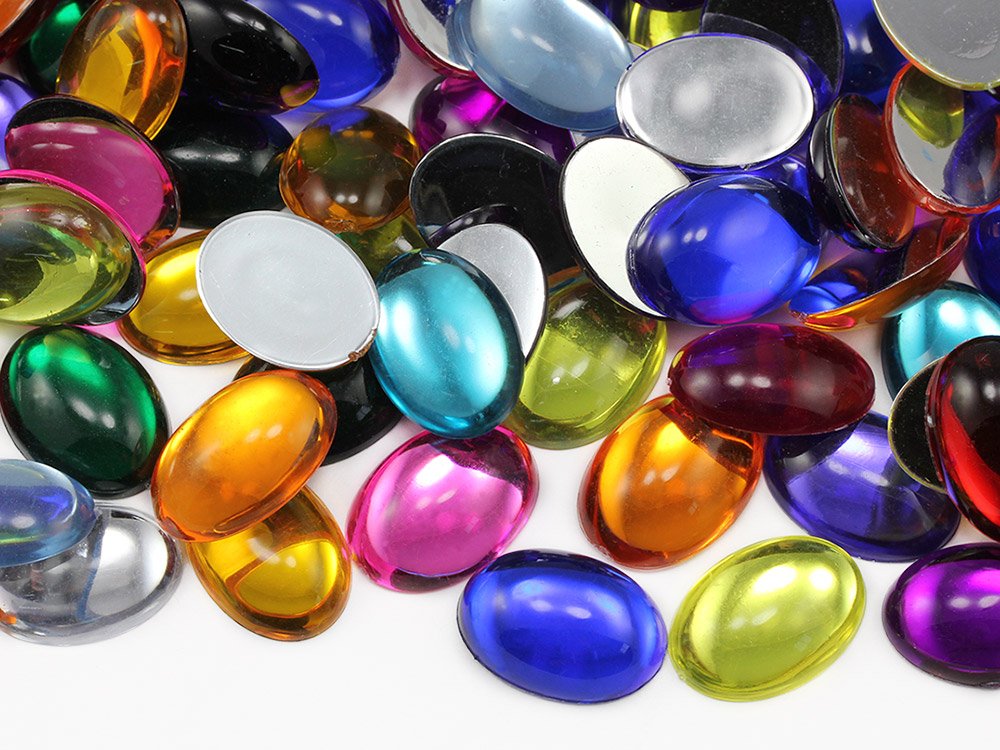 Brown H617 Flat Back Marble Acrylic Oval Pearl Cabochons - 18x13mm (60 Pcs) - Plastic Rhinestones Pearl Gems for Jewelry Making, DIY Crafts, Costume Design, Wedding Invitations & Cosplay Accessories - Perfect for Scrapbooking, Nail Art & Home Decor