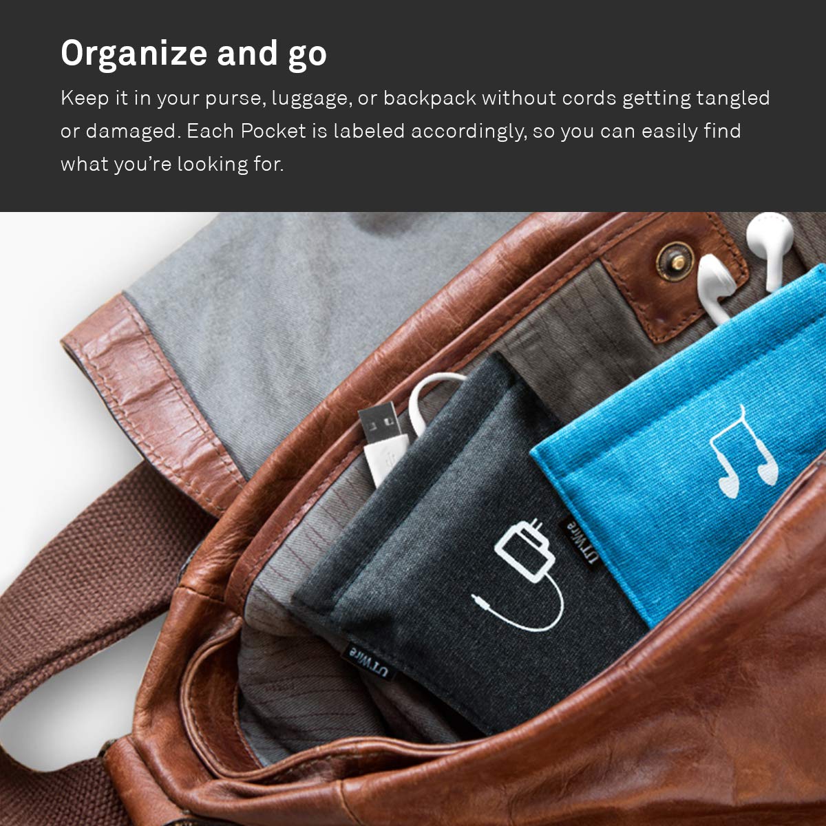 Portable Snap & Store Mobile Charger Case Pouch - Blue | Compact Phone Accessory Organizer for Travel, Work & Daily Commute | Compatible with Most Smartphones