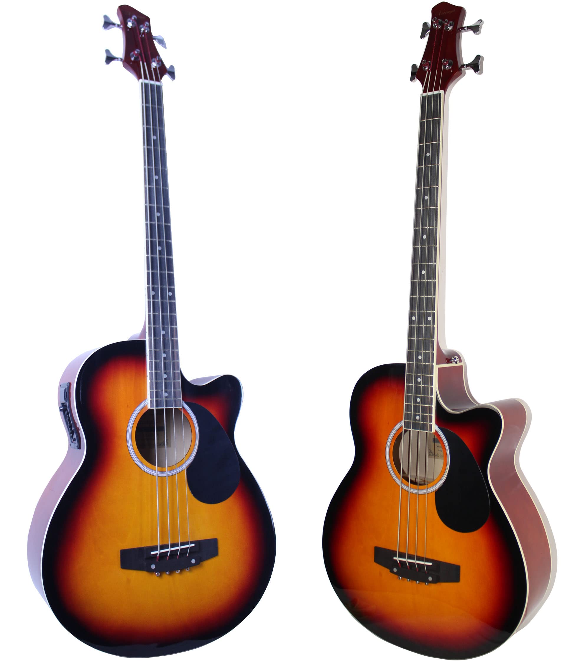 YMC 4-String Cutaway Acoustic-Electric Bass Guitar with 4-Band EQ, Adjustable Truss Rod, Gig Bag, Strap & Picks - Sunburst Finish | Perfect for Live Performances, Studio Recording & Practice Sessions