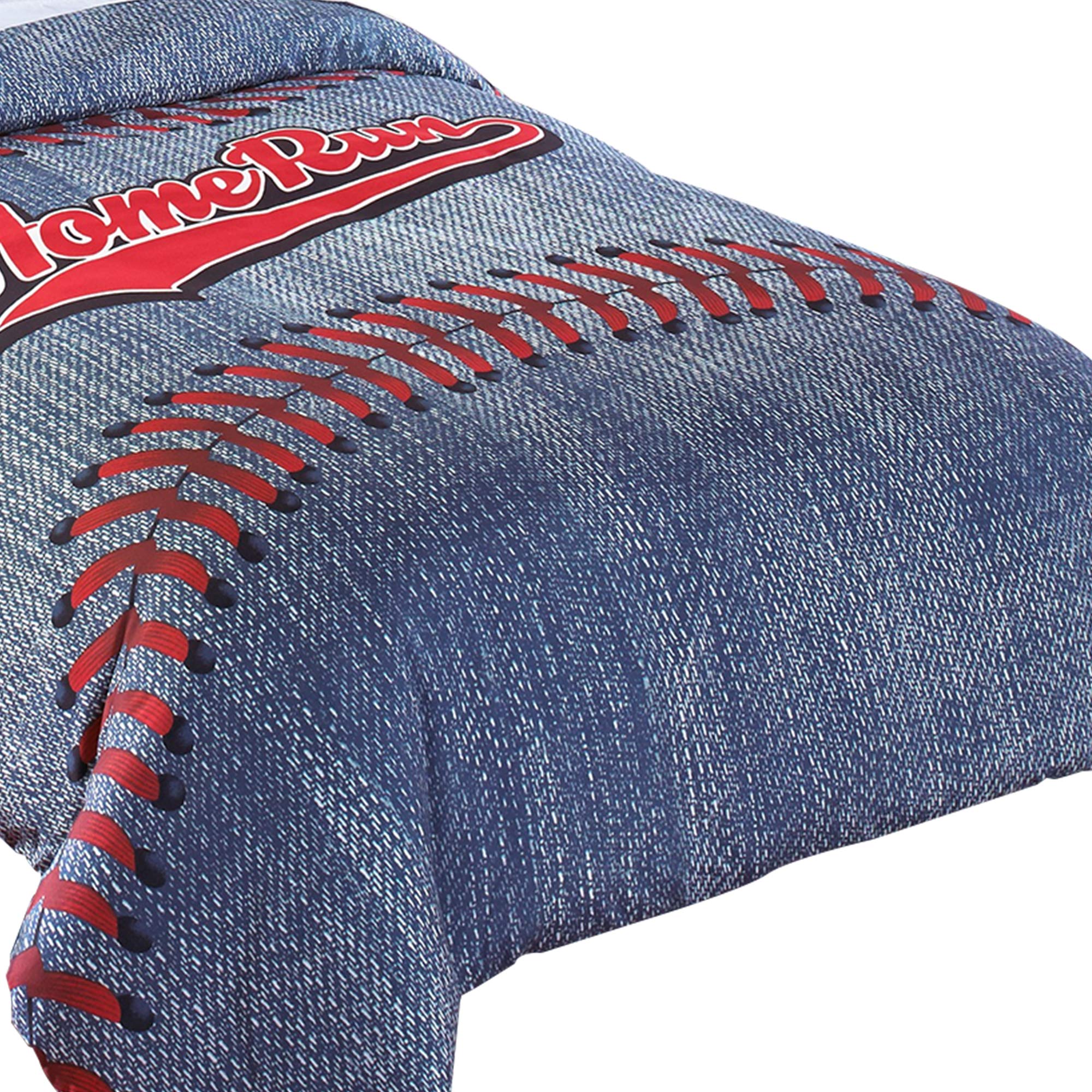 Benjara 5-Piece Twin Comforter Set - Baseball Themed Blue Polyester Bedding for Boys & Teens - Perfect for Dorm Rooms, Kids Bedrooms & Sports-Themed Decor
