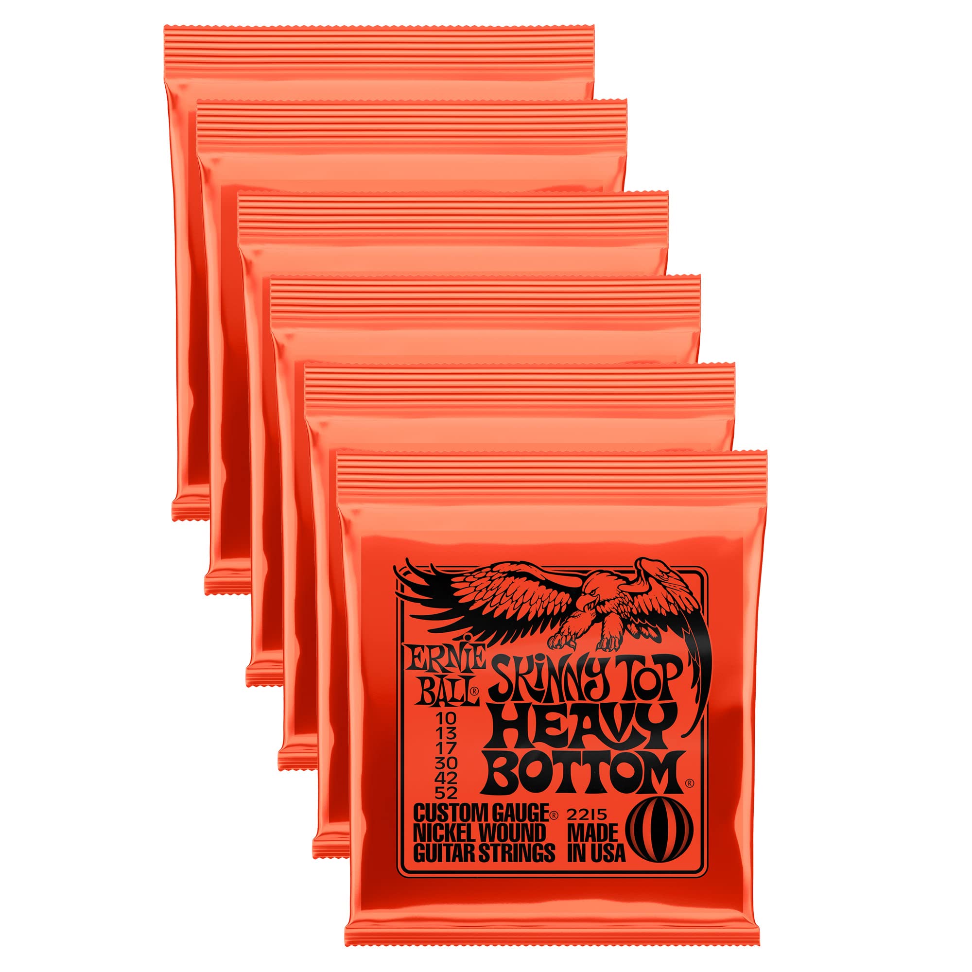 Ernie Ball Skinny Top Heavy Bottom Electric Guitar Strings 6-Pack - Perfect for Rock, Metal & Alternative Guitarists - Studio & Live Performance Use