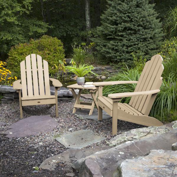 Adirondack 2 Classic Westport Chairs with 1 Folding Side Table - Outdoor Patio Furniture Set for Garden, Poolside & Backyard Relaxation