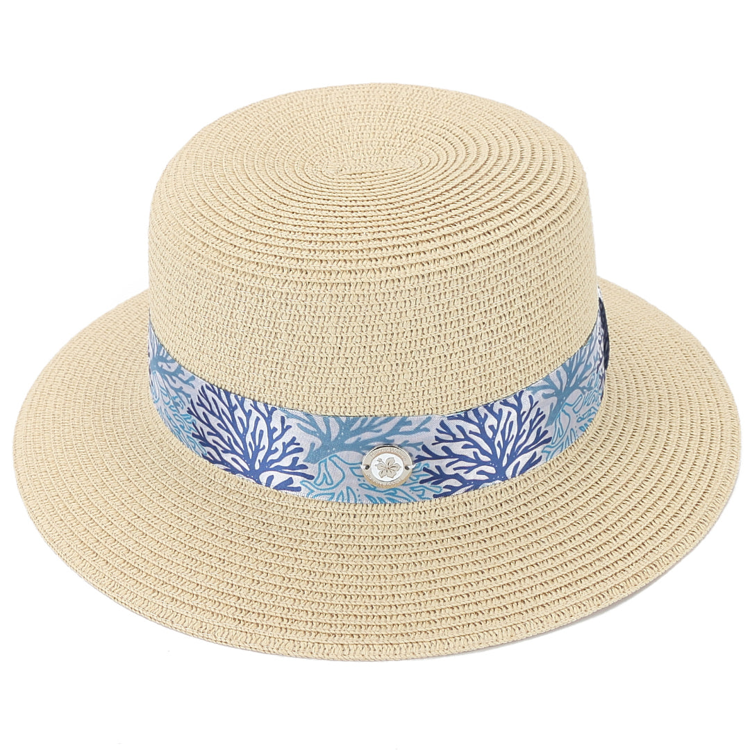 Stylish Lily White Coral Blue Hat for Women - Perfect for Beach, Summer Outfits & Outdoor Activities