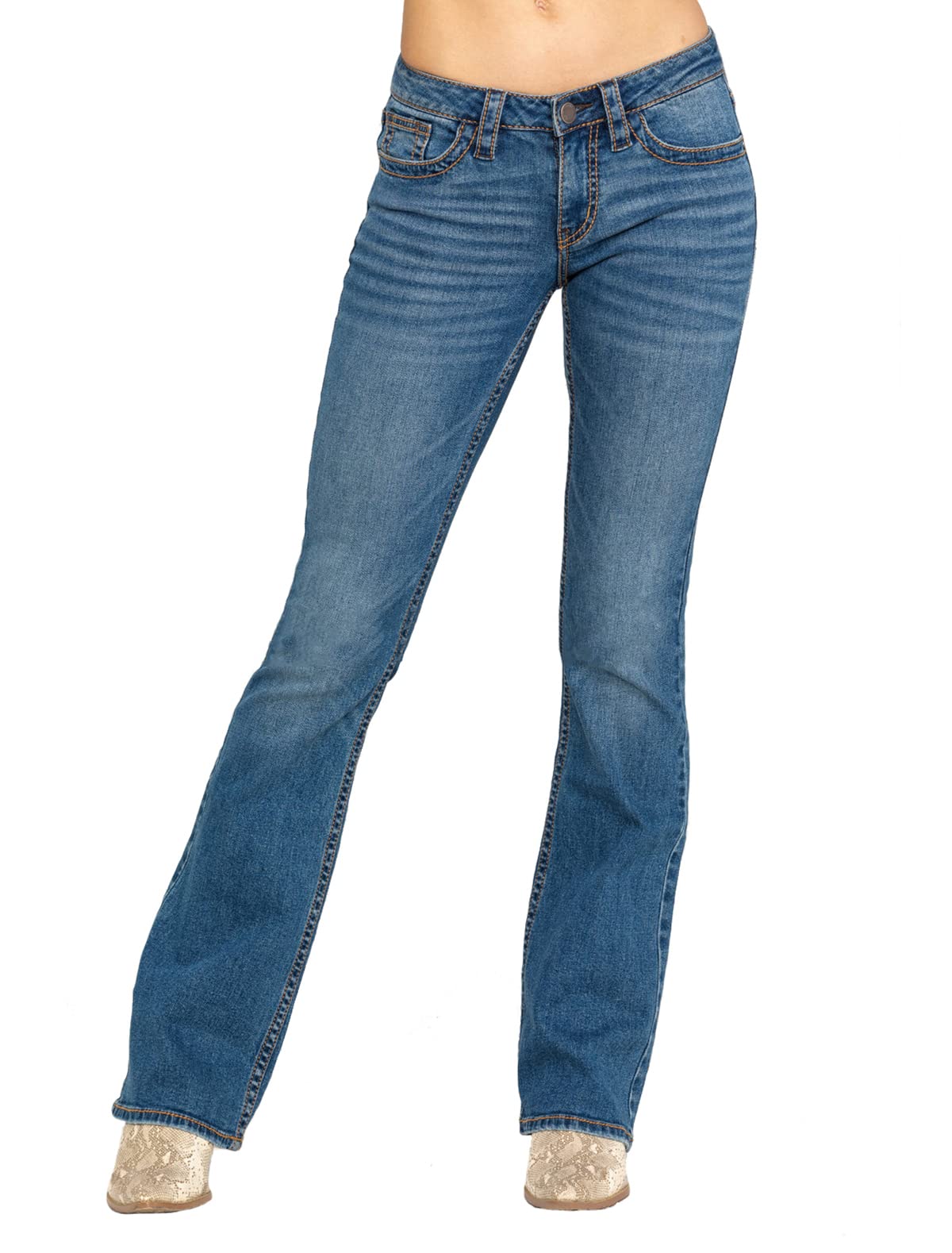 Women's Bootcut Jeans - Embroidered & Distressed Denim Pants for Casual Wear | Comfortable Stretch Fit for Everyday Style | Perfect for Work, Date Night & Weekend Outings