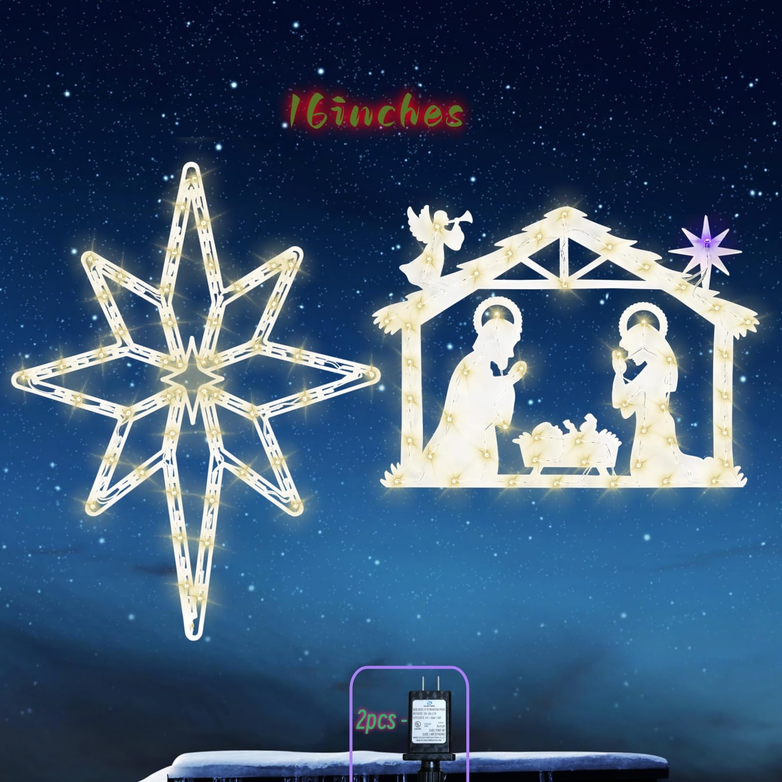 Nativity Scene Christmas Window Silhouette Lights - 2 Pack 17