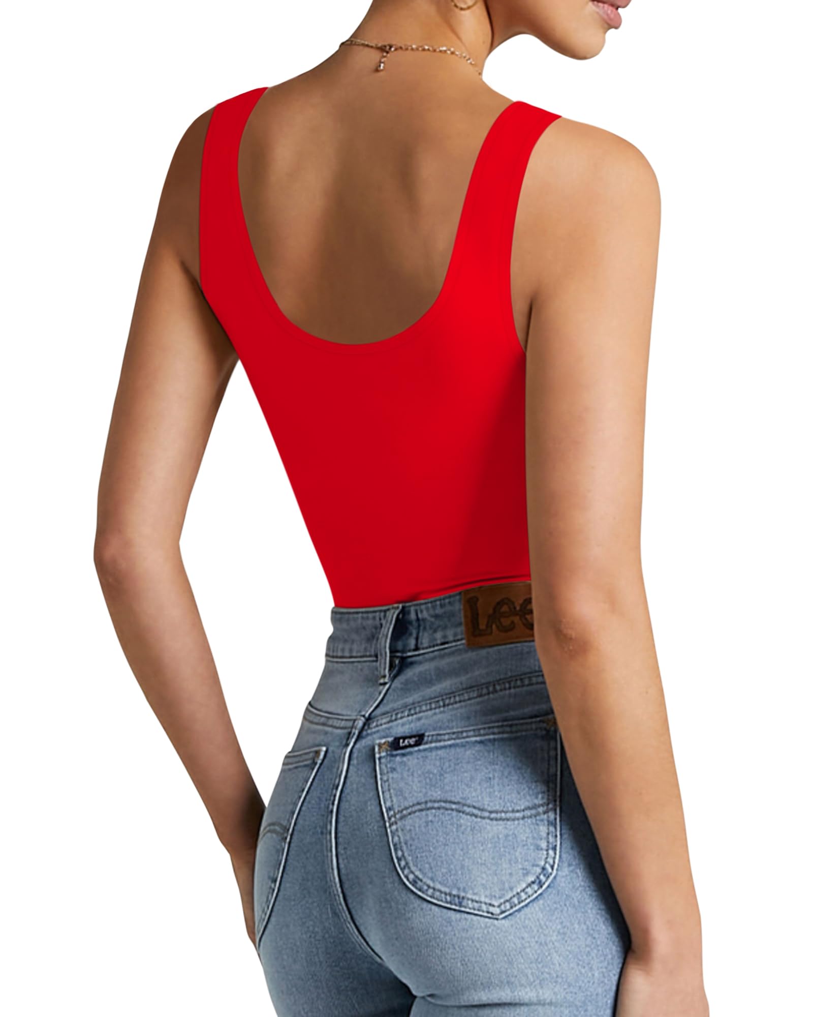 Women's Square Neck Sleeveless Tank Top Bodysuit - Stretchy Comfort Fit Casual Wear for Summer, Yoga, and Layering