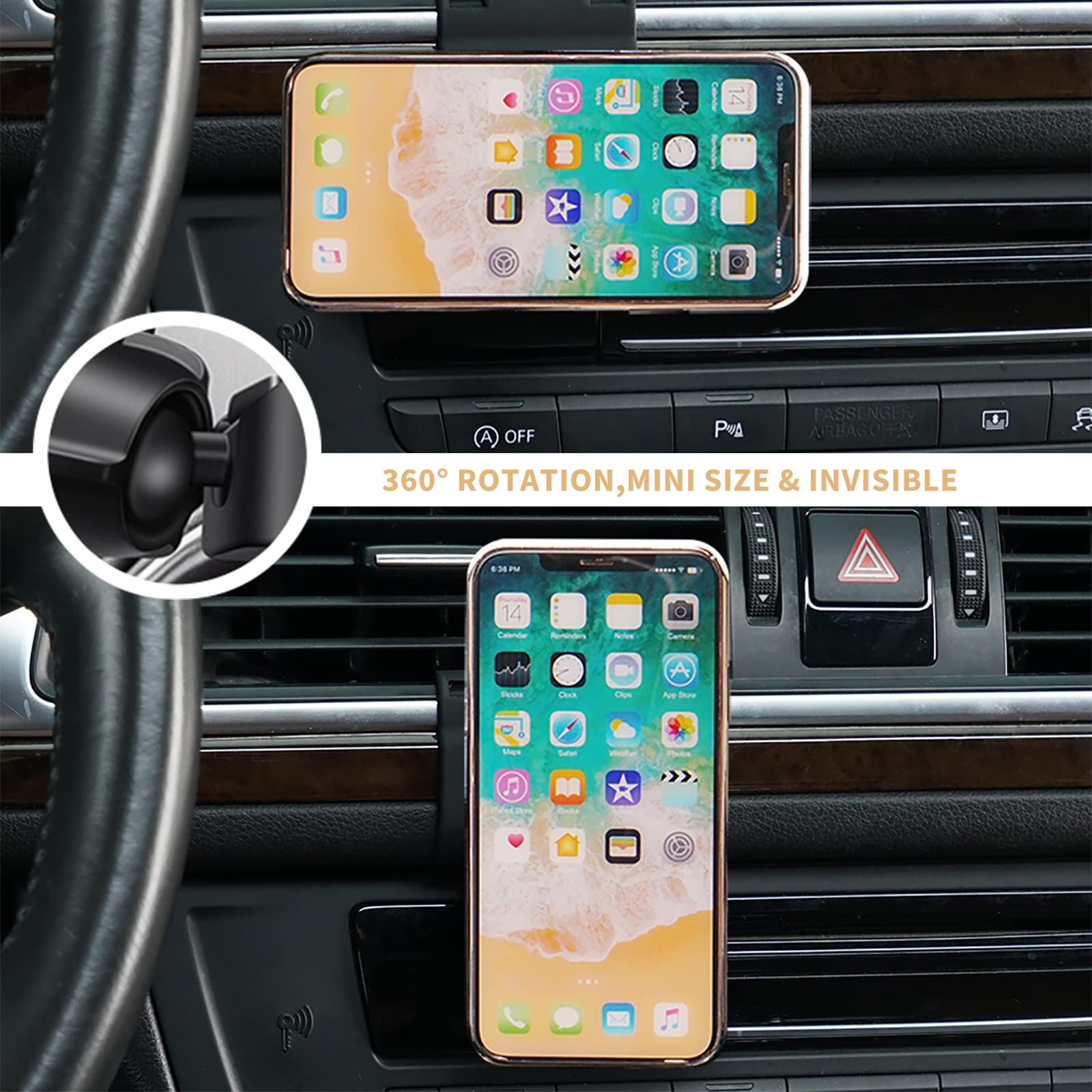 Magnetic Car Phone Holder for Audi A6 2014-2018 - Mini Dashboard & Air Vent Mount with 360° Rotation, Adjustable & Invisible Cradle Fits 3-7 Inch Phones - Perfect for GPS Navigation & Hands-Free Driving