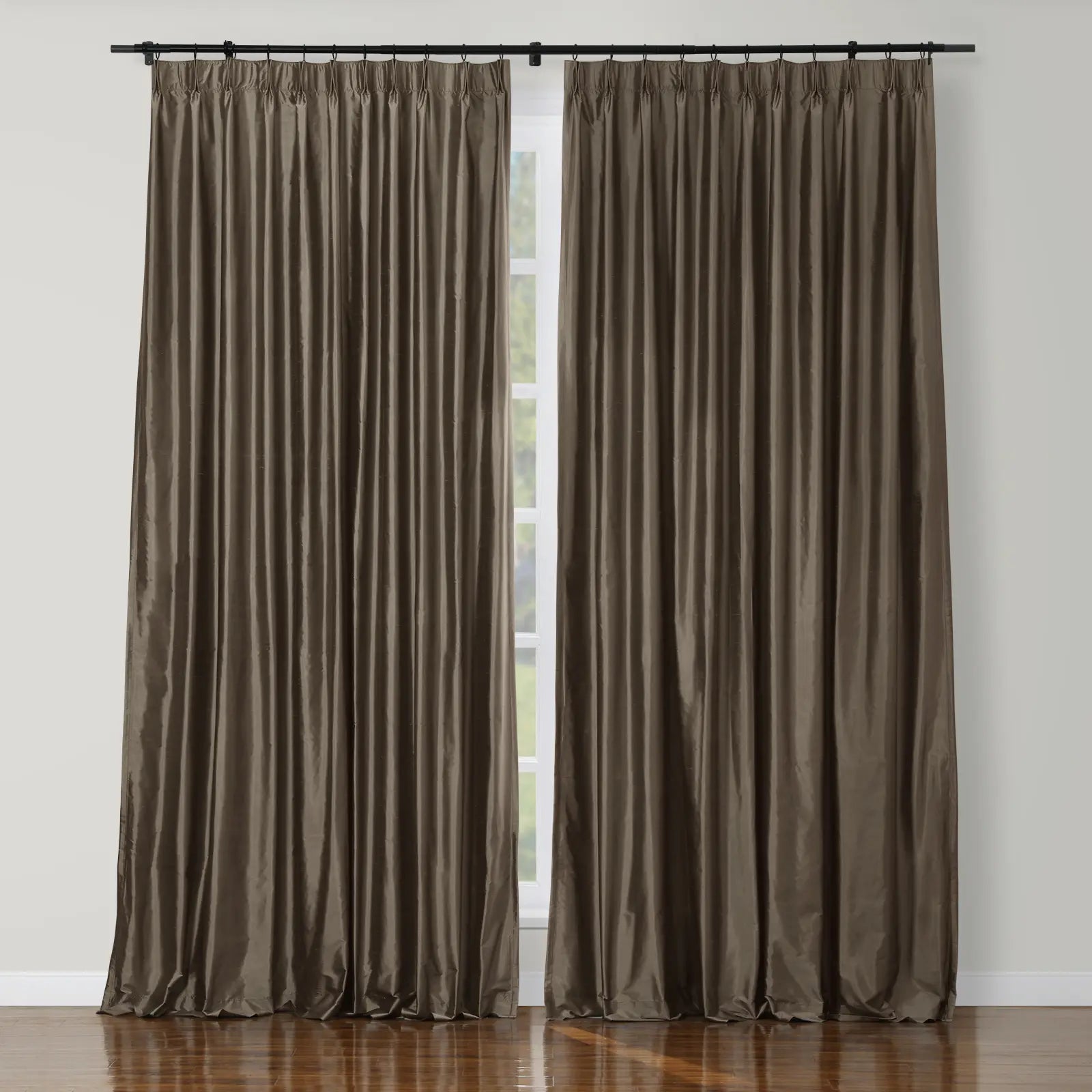 Selman Dupioni Silk Drapery Pleated Curtains - Elegant Window Treatments for Living Room & Bedroom