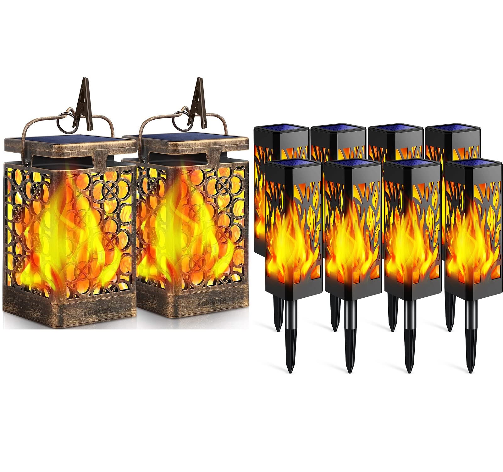 TomCare Upgraded Solar Flickering Flame Lights - Waterproof Outdoor Solar Garden Lights for Patio, Yard, Pathway, and Landscape Decoration