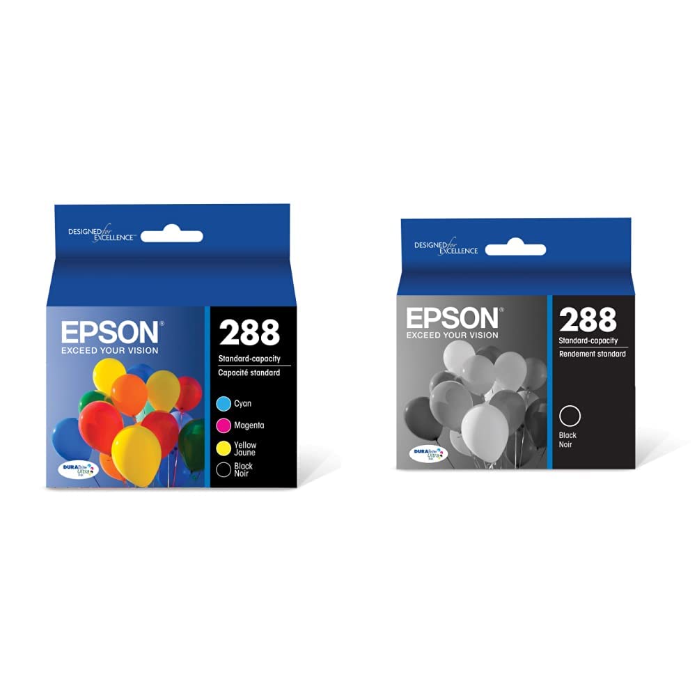 Epson T288 DURABrite Ultra Ink Standard Capacity Black & Color Cartridge Combo Pack (T288120-S) - Compatible with Select Epson Expression Printers - Ideal for Home, Office & Photo Printing