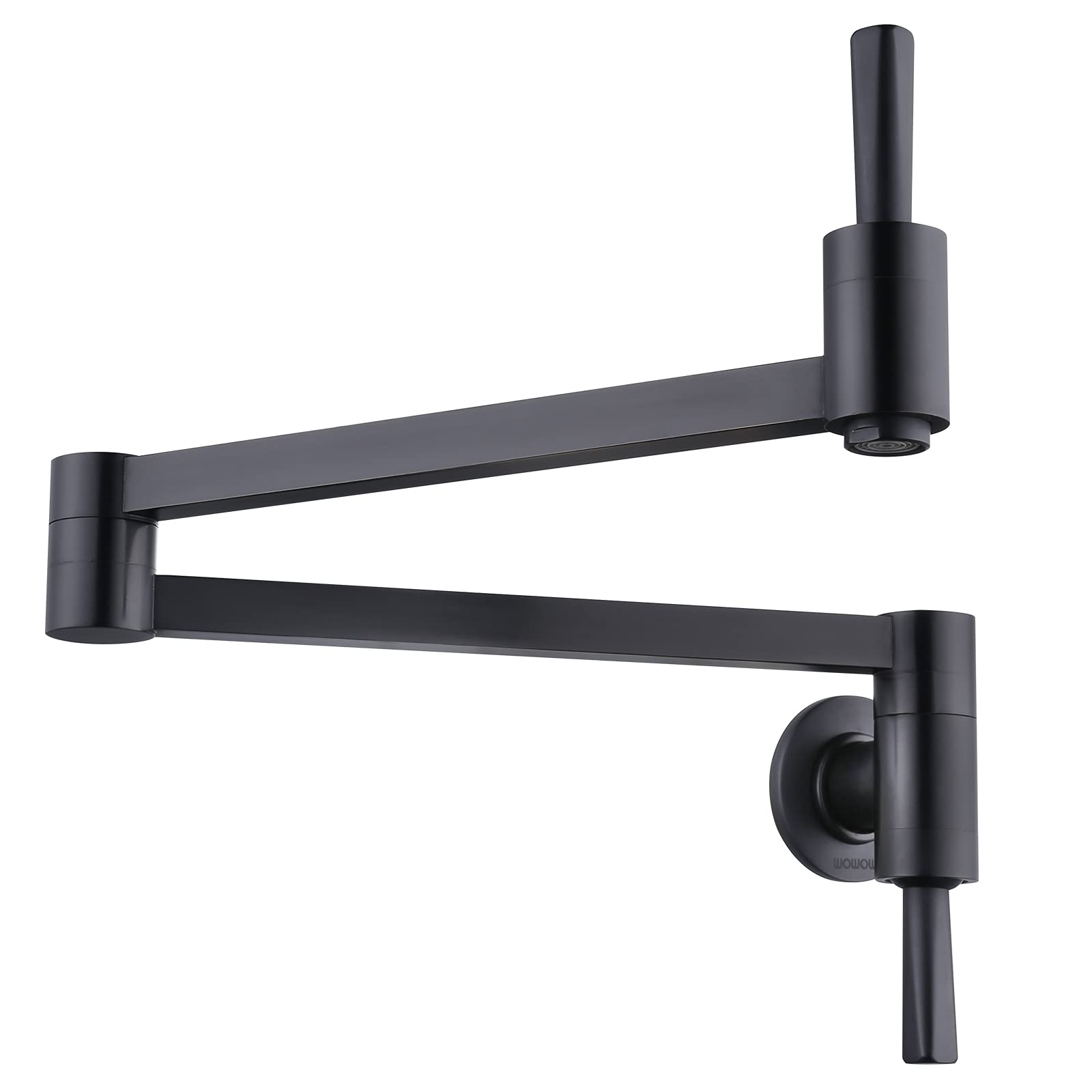Premium Matte Black Wall Mount Pot Filler Faucet - Brass Construction with Rotatable Dual Joint Swing Arm for Commercial & Home Kitchens | Over Stove Installation for Easy Cooking & Filling Large Pots