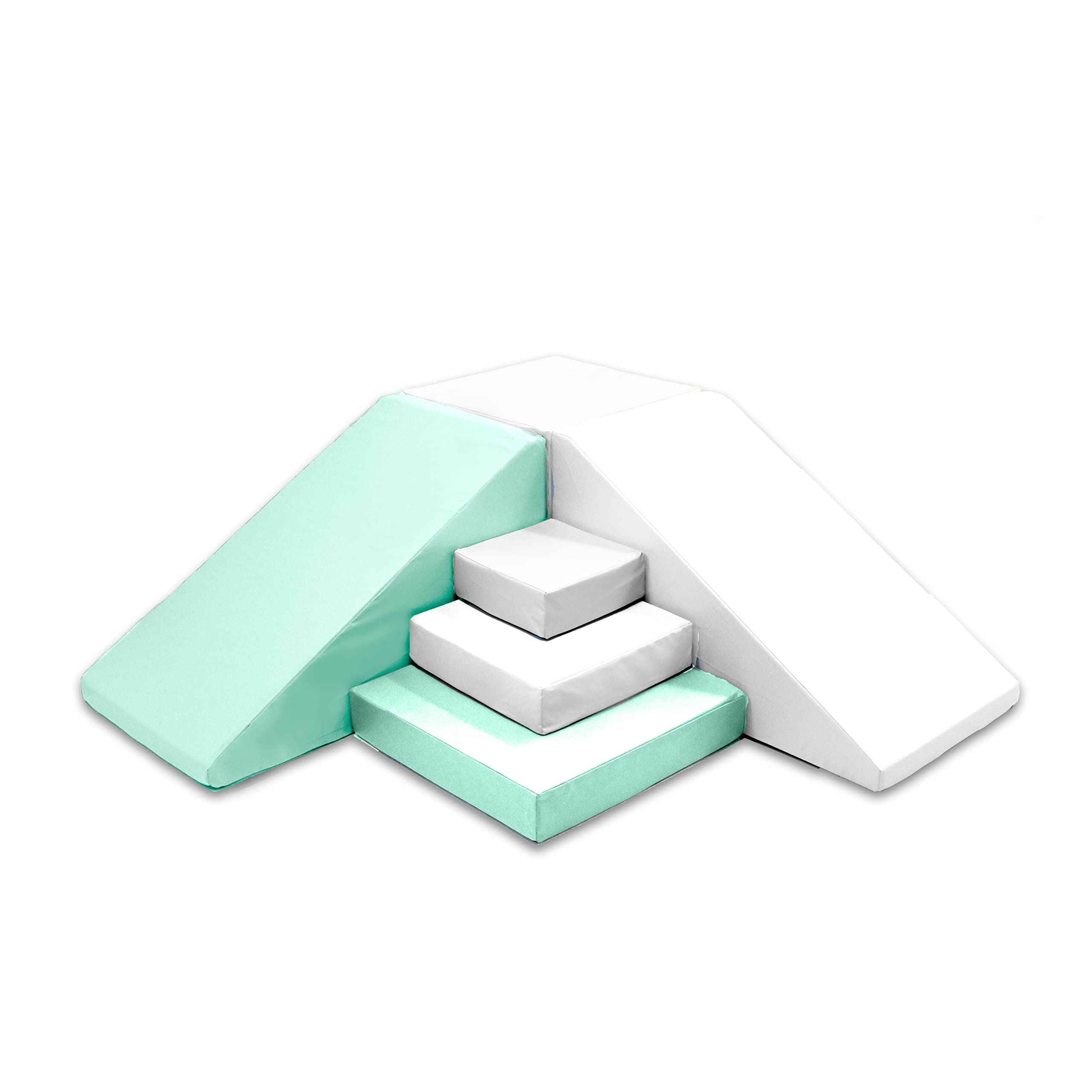 **Foamnasium Corner Climber - 6-Piece Indoor Foam Playset for Toddlers & Kids | Safe Soft Play Climber for Crawling, Climbing, Sliding & Jumping | Made in USA | Mint Green | Perfect for Playrooms, Daycares & Home Gyms**