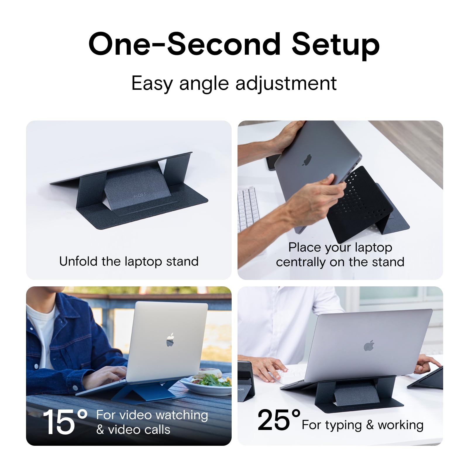 MOFT Adjustable Laptop Stand for Desk - 15° & 25° Ergonomic MacBook Stand, Universal Computer Riser Fits 11.6