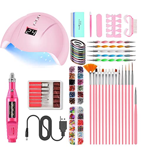 Portable UV LED Nail Dryer Kit - Professional Manicure Set with Electric Nail Drill & 3D Acrylic Nail Art Tools | At-Home Salon Nail Care & Gel Polish Curing for DIY Nail Designs