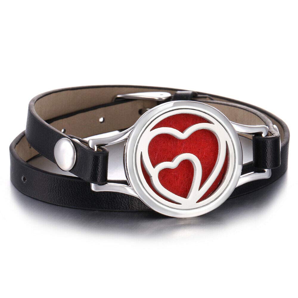 Aromatherapy Perfume Locket Bracelet - Double Leather Wristband with Fragrance Diffuser | Essential Oil Jewelry for Women | Perfect for Daily Wear, Meditation & Stress Relief (Color: SSZ2)