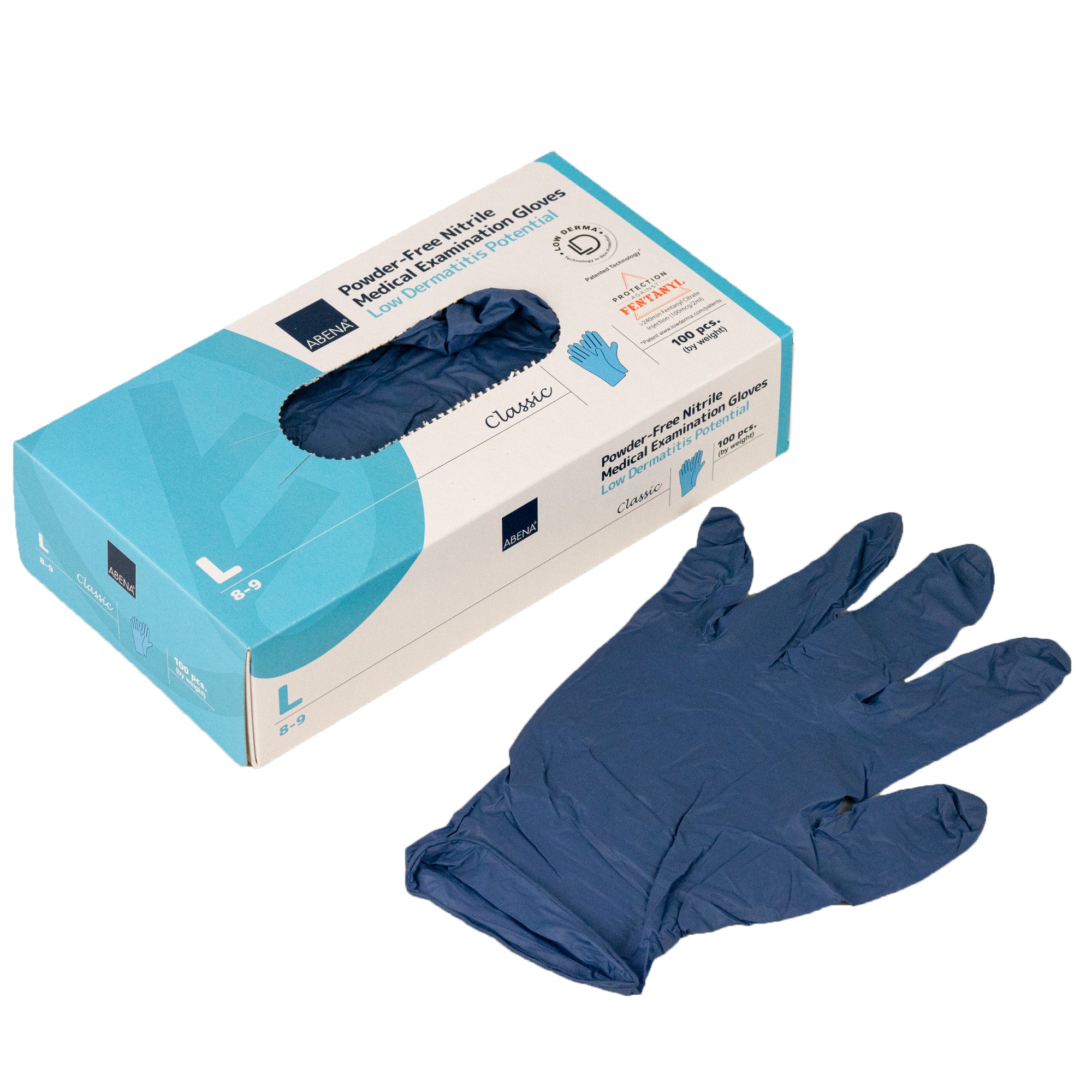 Abena Nitrile Gloves - Chemotherapy Approved, Latex-Free, Powder-Free Disposable Gloves for Medical Use, Food Handling & Cleaning - 100/Box