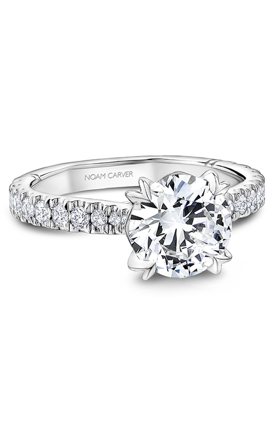 Noam Carver Atelier A009 01A Diamond Engagement Ring - 14K White Gold Solitaire Ring for Women, Perfect Proposal Gift & Wedding Jewelry