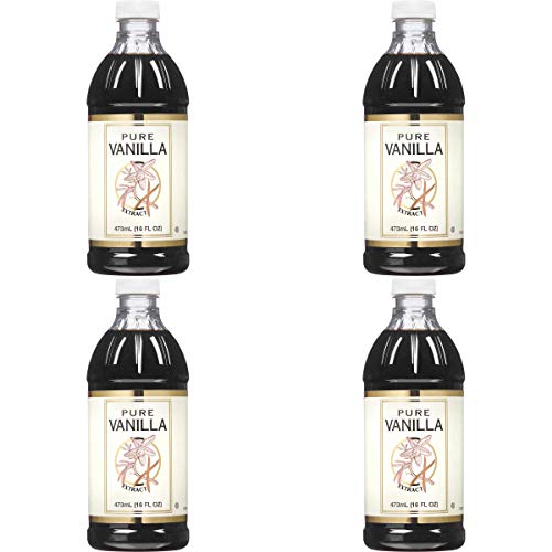 Kirkland Signature Pure Vanilla Extract - 16oz (Pack of 4) | Premium Baking Ingredient for Cookies, Cakes & Desserts | Perfect for Home Bakers & Professional Chefs