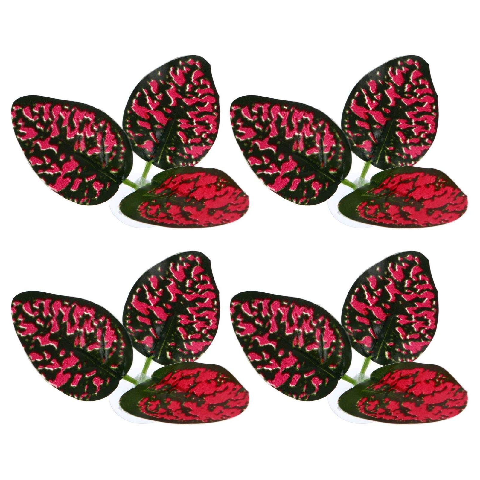 Balacoo 4pcs Artificial Aquarium Leaves - Realistic Fish Tank Decor, Plastic Greenery for Turtle & Cat Anxiety Relief - Perfect for Aquascaping, Reptile Tanks & Small Pet Enrichment