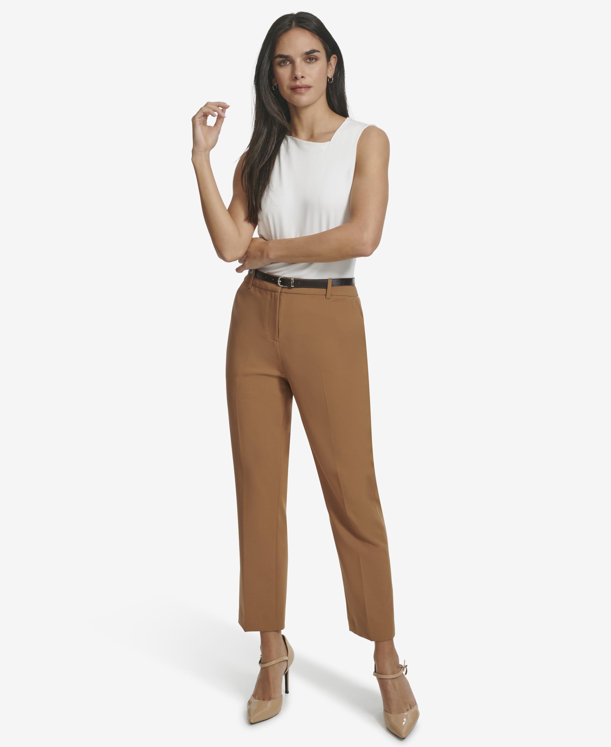 Calvin Klein Women's Professional Work Pants with Zipper Fly - Office Wear, Business Casual & Formal Work Attire for Women