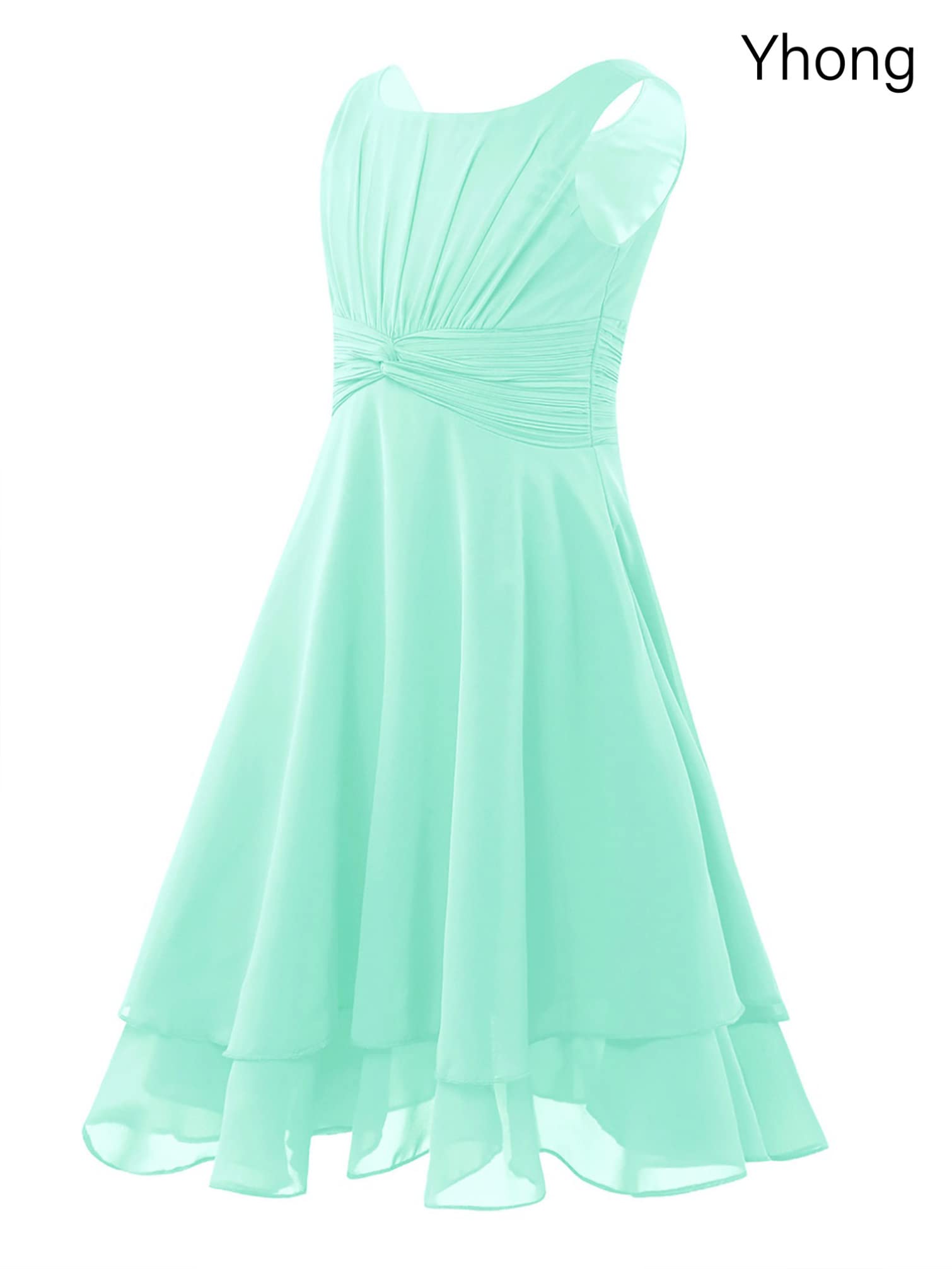 Girls Sleeveless Chiffon Flower Dress - Double Layer Pleated Bridesmaid Dress for Wedding, Party & Prom - Perfect for Flower Girls, Pageants & Special Occasions