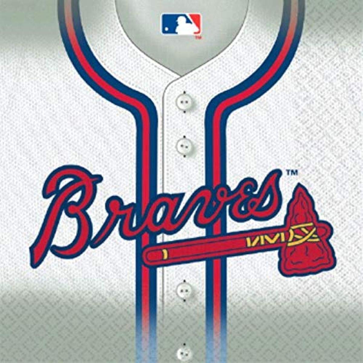 Atlanta Braves Themed Multicolor Luncheon Napkins - 6.5 Inch Premium Paper Napkins (Pack of 16) for Baseball Parties, Sports Events & Game Day Celebrations