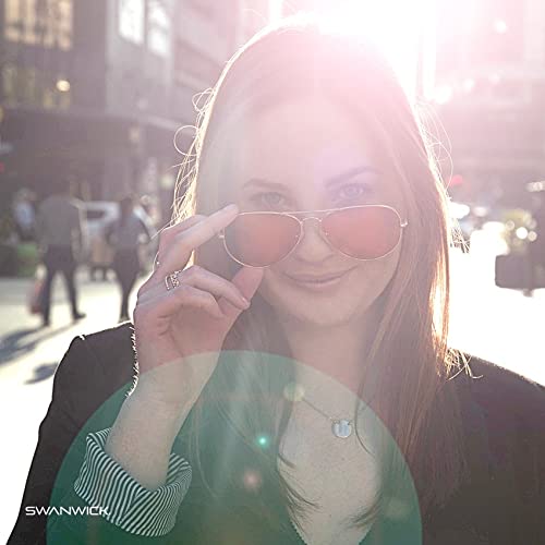 Swanwick Aviator Blue Light Blocking Glasses for Men & Women - Reduce Digital Eye Strain, Block Harmful Blue Light from Screens - Perfect for Computer Work, Gaming & Nighttime Use - Regular Fit