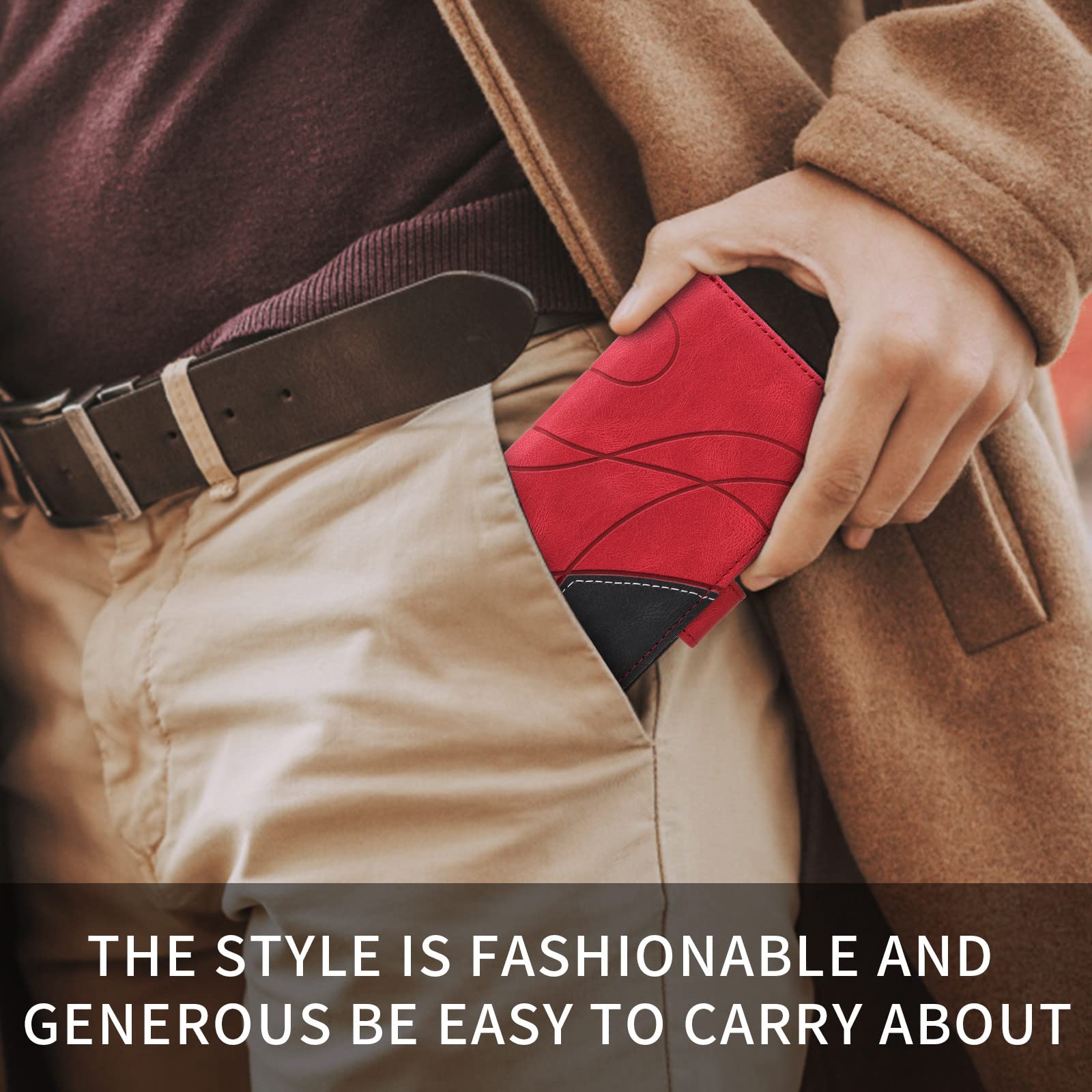 XYZ PU Leather Flip Wallet Case for OnePlus Nord N20 5G & Oppo A96 5G - Zipper Purse Phone Cover with 9 Card Slots & Wrist Strap (Red) | Perfect for Travel, Shopping & Everyday Use