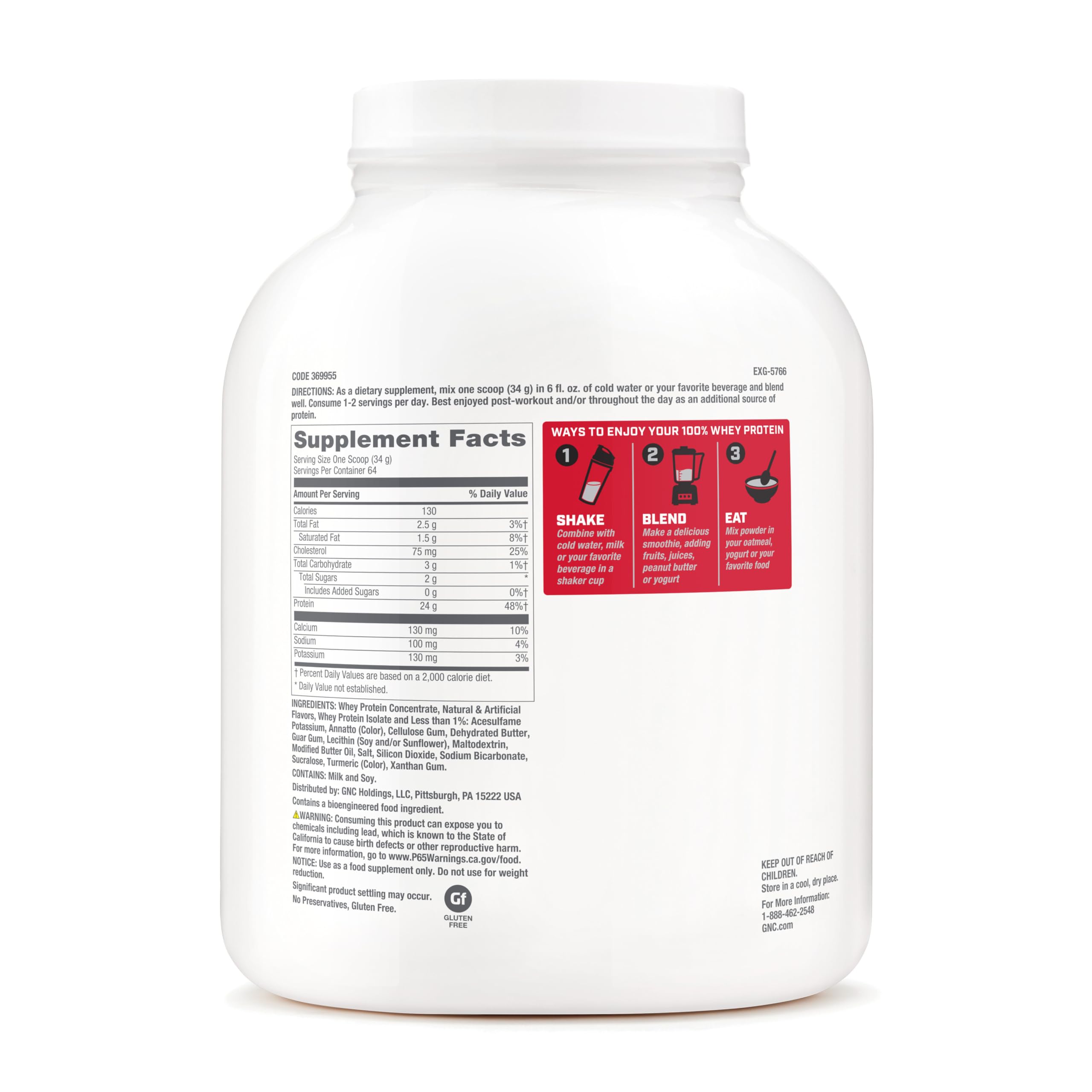 GNC Pro Performance 100% Whey Protein Powder - Vanilla Cream Flavor, 4.8 lb (68 Servings) for Muscle Recovery & Post-Workout Nutrition | Gym Supplement for Athletes & Bodybuilders