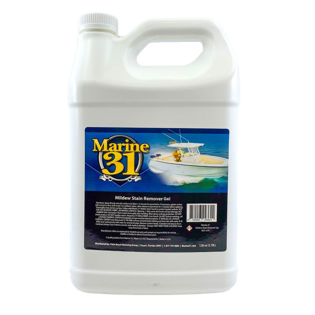 Marine 31 Mildew Stain Remover Gel Cleaner - Powerful Boat, Home, Patio, Bathroom & Shower Cleaner (128oz Gallon) - Ideal for Marine, RV, Outdoor Furniture & Tile Cleaning