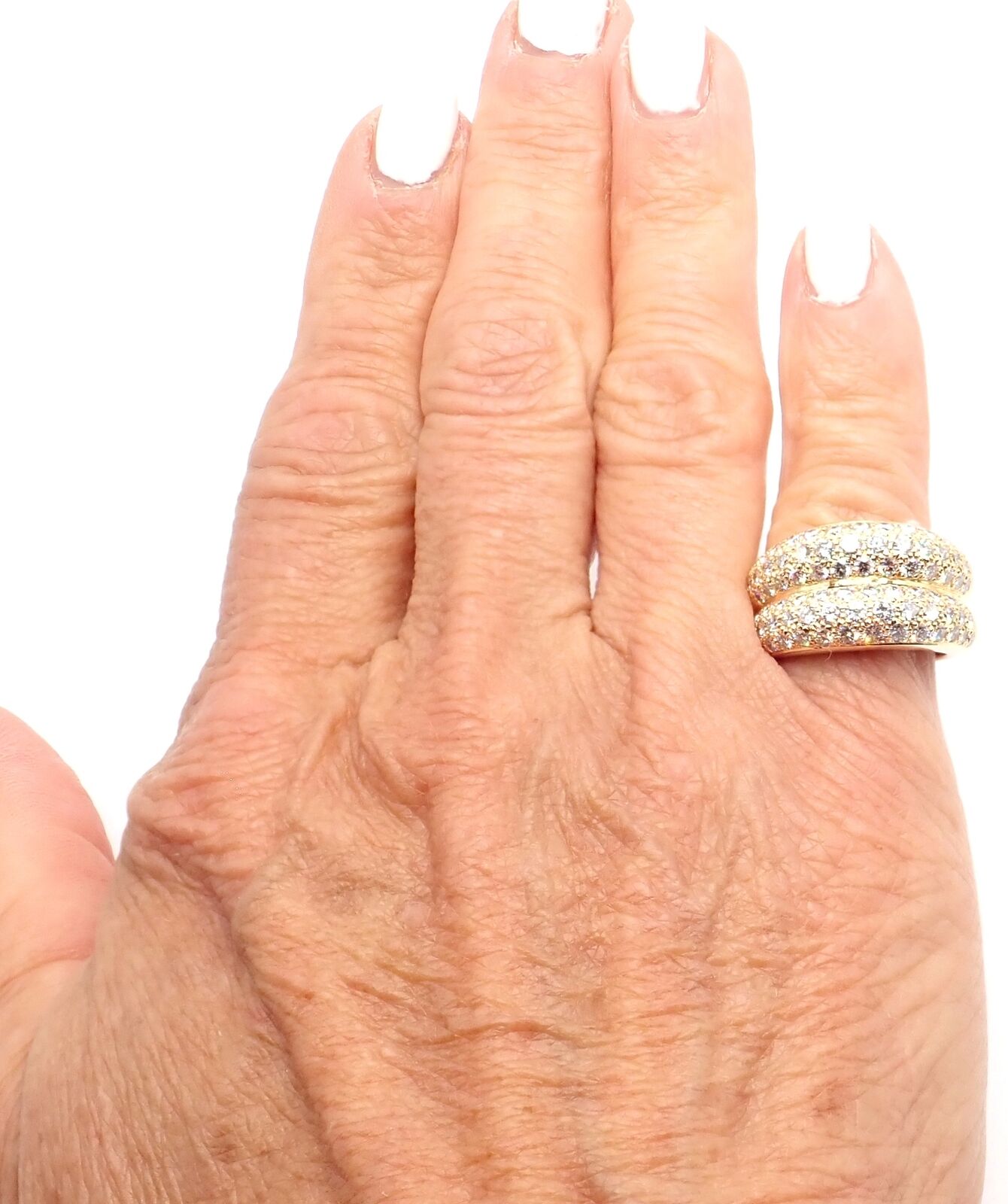 Authentic Cartier 18k Yellow Gold Double Pave Diamond Band Ring 1993 - Vintage Luxury Jewelry for Women, Perfect for Anniversaries, Engagements & Special Occasions