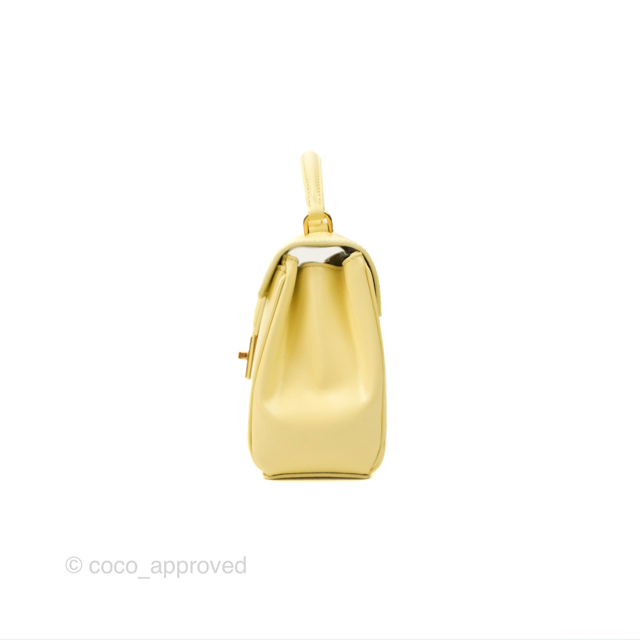 Celine Mini 16 Handbag in Soft Yellow Satinated Calfskin Leather - Luxury Crossbody Bag for Women, Perfect for Date Night & Special Occasions