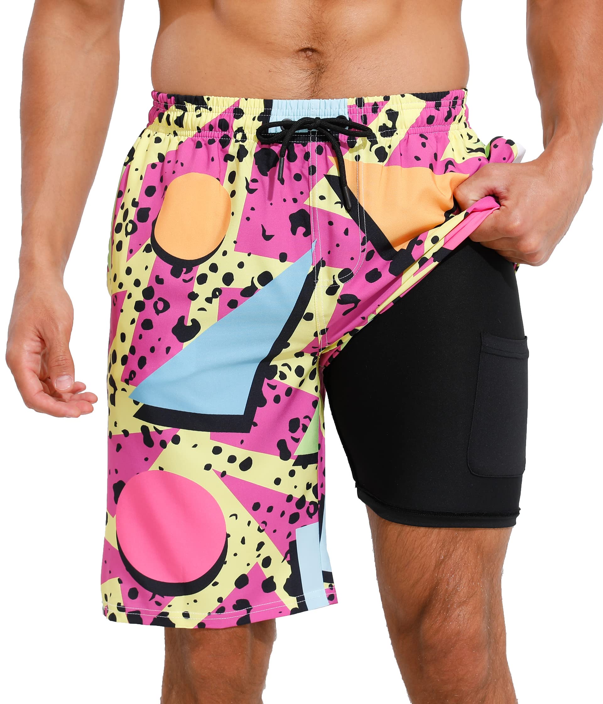 **XSKJY Men's Quick Dry Swim Trunks with Compression Liner - Comfortable Beach Shorts for Swimming, Surfing & Summer Sports**    *(Perfect for Pool, Beach, Vacation & Water Activities)*