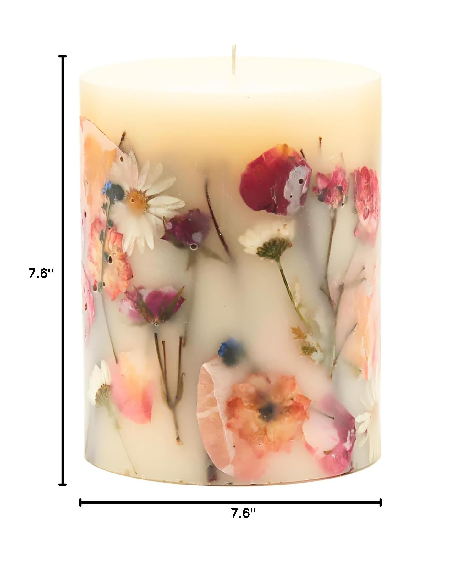 Rosy Rings Apricot Rose Round Botanical Candle - Natural Aromatherapy Scented Candle, Long-Lasting Soy Wax, Home Decor Gift for Women, Relaxation & Romantic Ambiance (Medium Size)