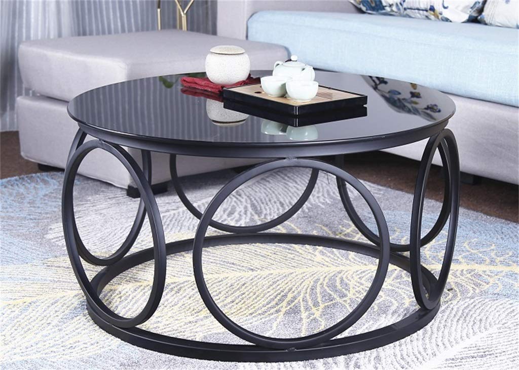 Round Coffee Table with Tempered Glass Top - Metal Side Table, End Table for Living Room, Office, Balcony | Perfect for Sofa Sets, Flower Stand & Home Decor