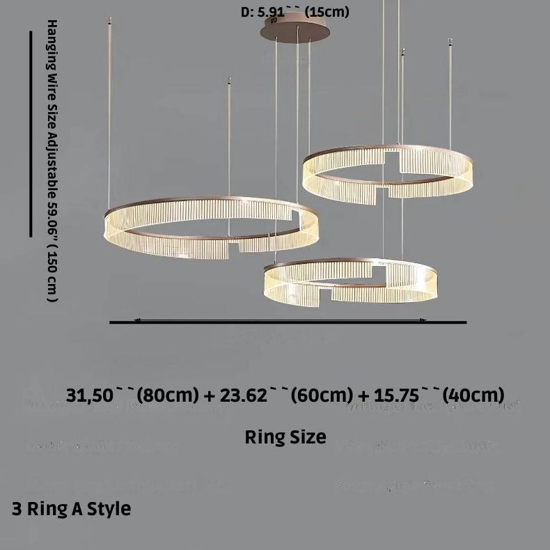 Modern LED Ring Chandelier Lighting Fixture - Dimmable Crystal Ceiling Light for Dining Room, Bedroom & Living Room Decor