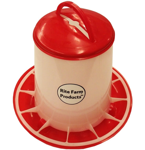 Medium Rite Farm Products 6.6 Pound Chicken Feeder - Automatic Poultry Feeder for Hens, Ducks & Birds - Durable Plastic Design for Backyard Coops & Small Farms (Great for Free Range Feeding)